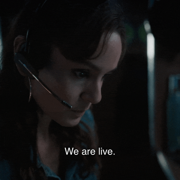 A GIF with a woman saying "We are live."